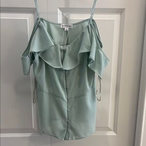 (5/$30 deal)
Pastel Green/sea foam green Ruffled Top